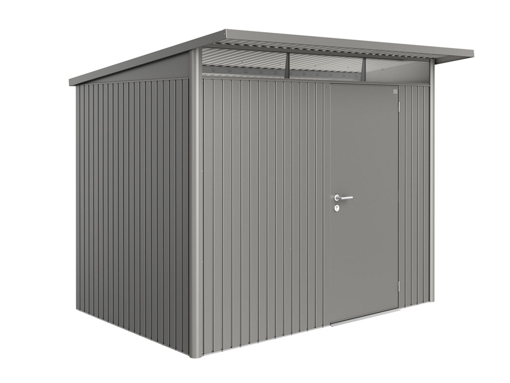 Domek na nářadí AVANTGARDE A5, šedý křemen, jednokřídlé dveře BH19050