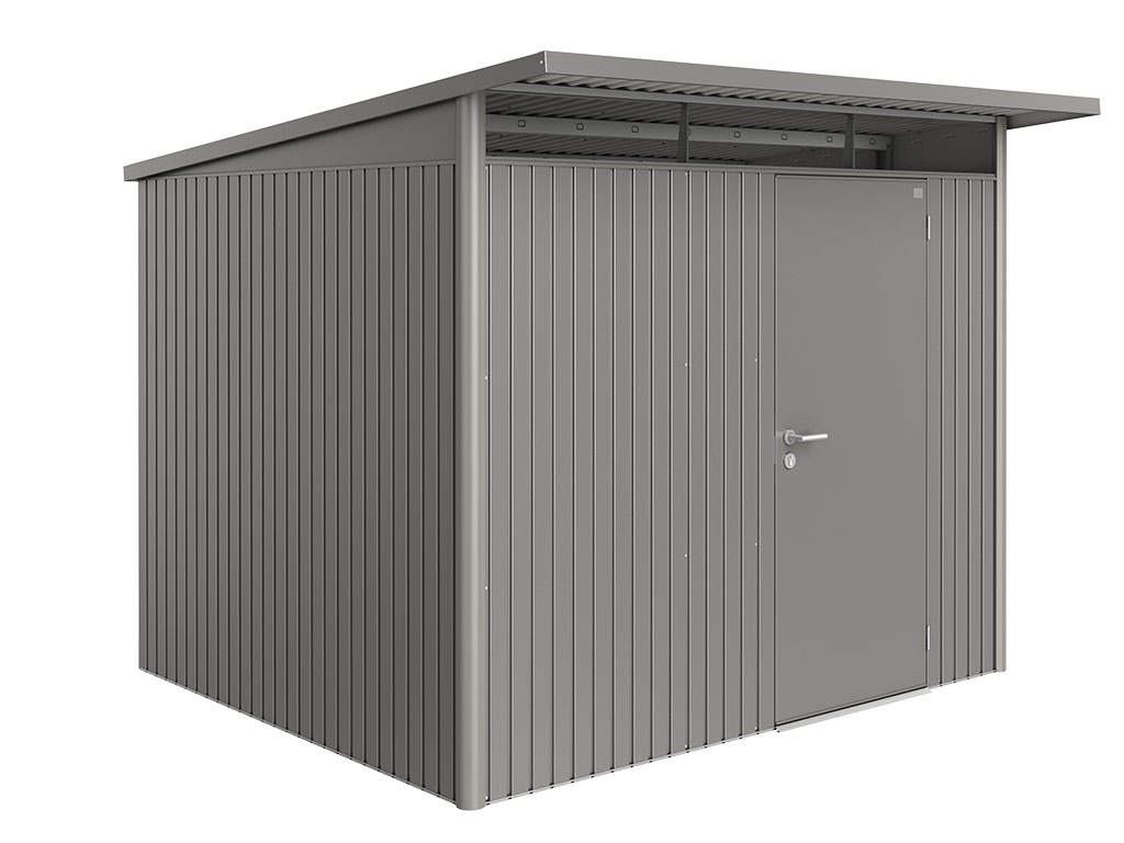 Domek na nářadí AVANTGARDE A6, šedý křemen, jednokřídlé dveře BH19060