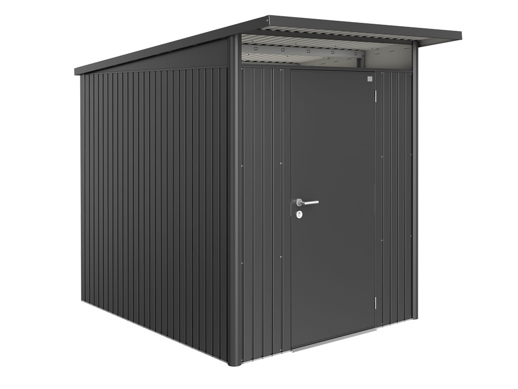 Domek na nářadí AVANTGARDE A2, šedá metalíza, jednokřídlé dveře BH17020