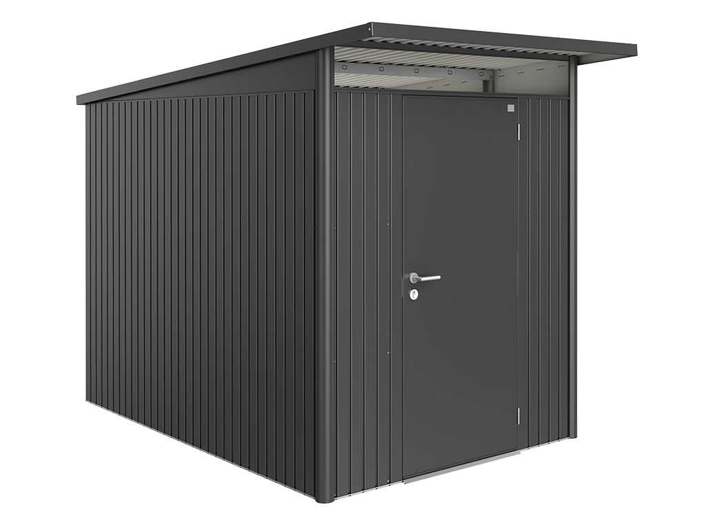 Domek na nářadí AVANTGARDE A3, šedá metalíza, jednokřídlé dveře BH17030