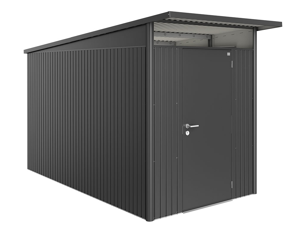 Domek na nářadí AVANTGARDE A4, šedá metalíza, jednokřídlé dveře BH17040