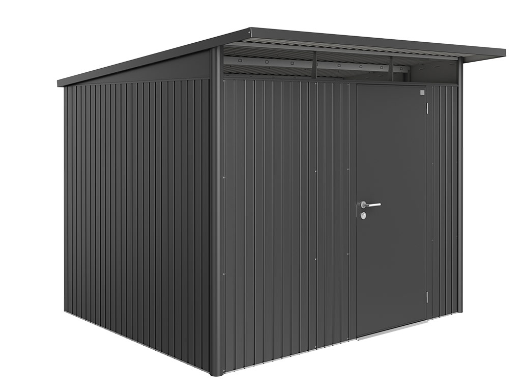 Domek na nářadí AVANTGARDE A6, šedá metalíza, jednokřídlé dveře BH17060