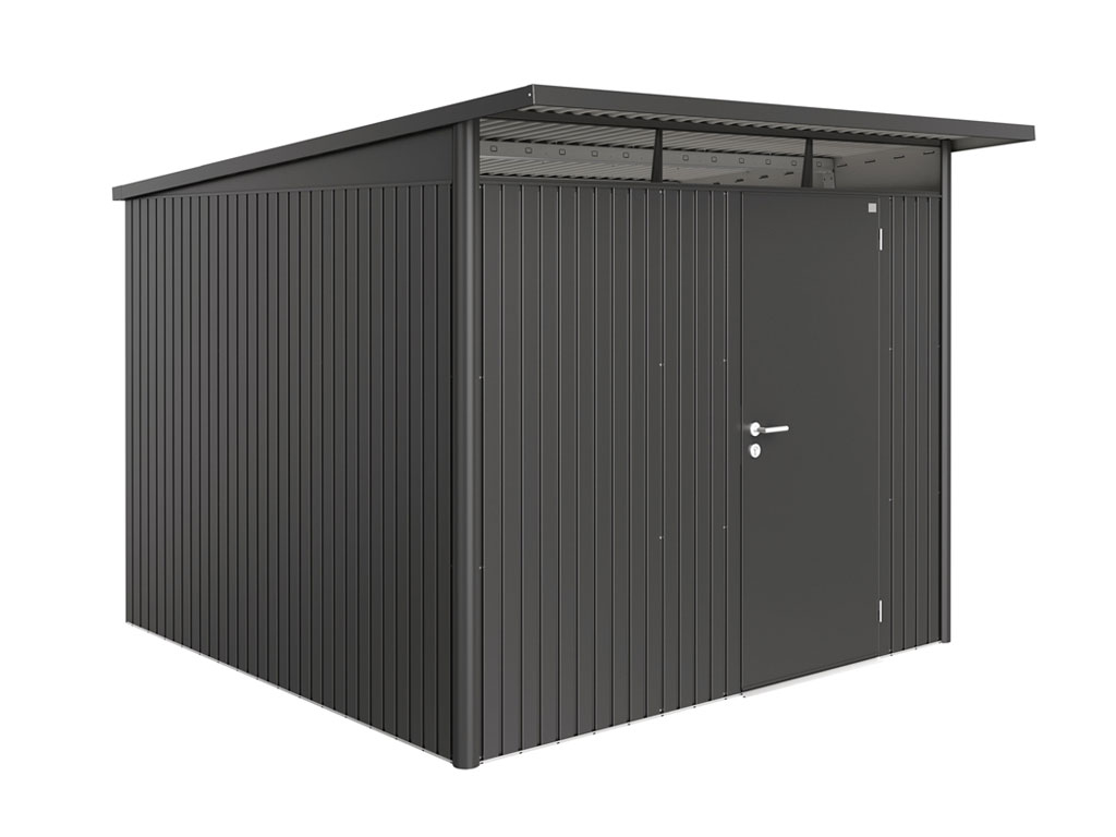 Domek na nářadí AVANTGARDE A7, šedá metalíza, jednokřídlé dveře BH17070
