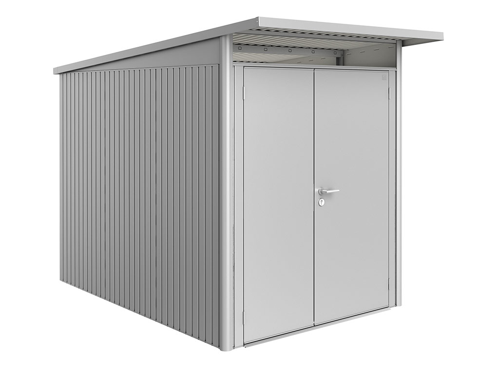 Domek na nářadí AVANTGARDE A3, stříbrná, dvoukřídlé dveře BH15039