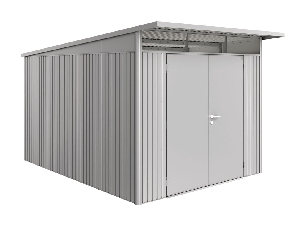 Domek na nářadí AVANTGARDE A8, stříbrná, dvoukřídlé dveře BH15089