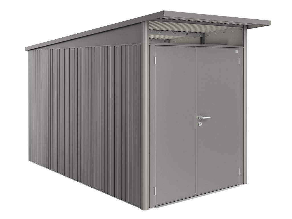 Domek na nářadí AVANTGARDE A4, šedý křemen, dvoukřídlé dveře BH19049