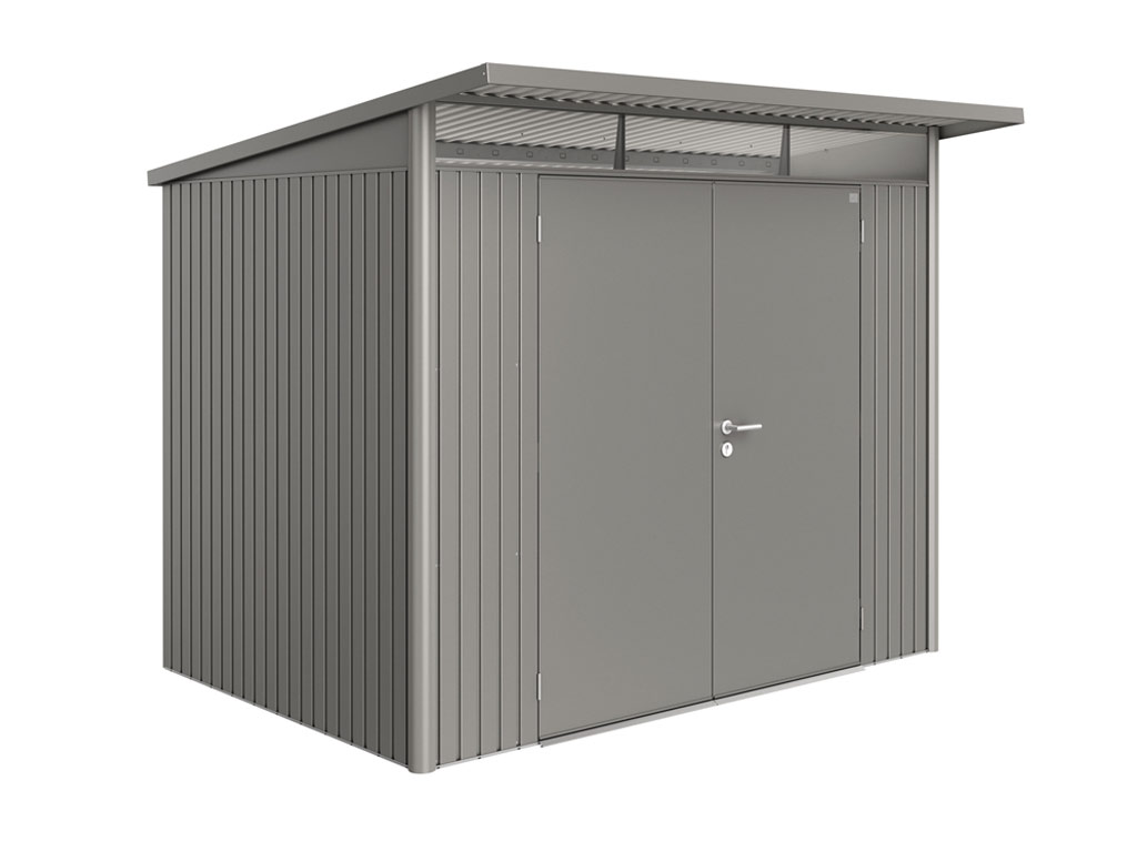 Domek na nářadí AVANTGARDE A5, šedý křemen, dvoukřídlé dveře BH19059
