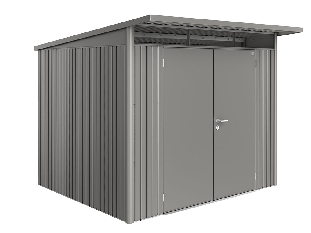Domek na nářadí AVANTGARDE A6, šedý křemen, dvoukřídlé dveře BH19069