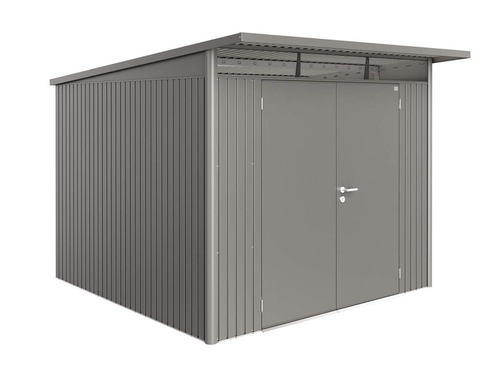 Domek na nářadí AVANTGARDE A7, šedý křemen, dvoukřídlé dveře BH19079