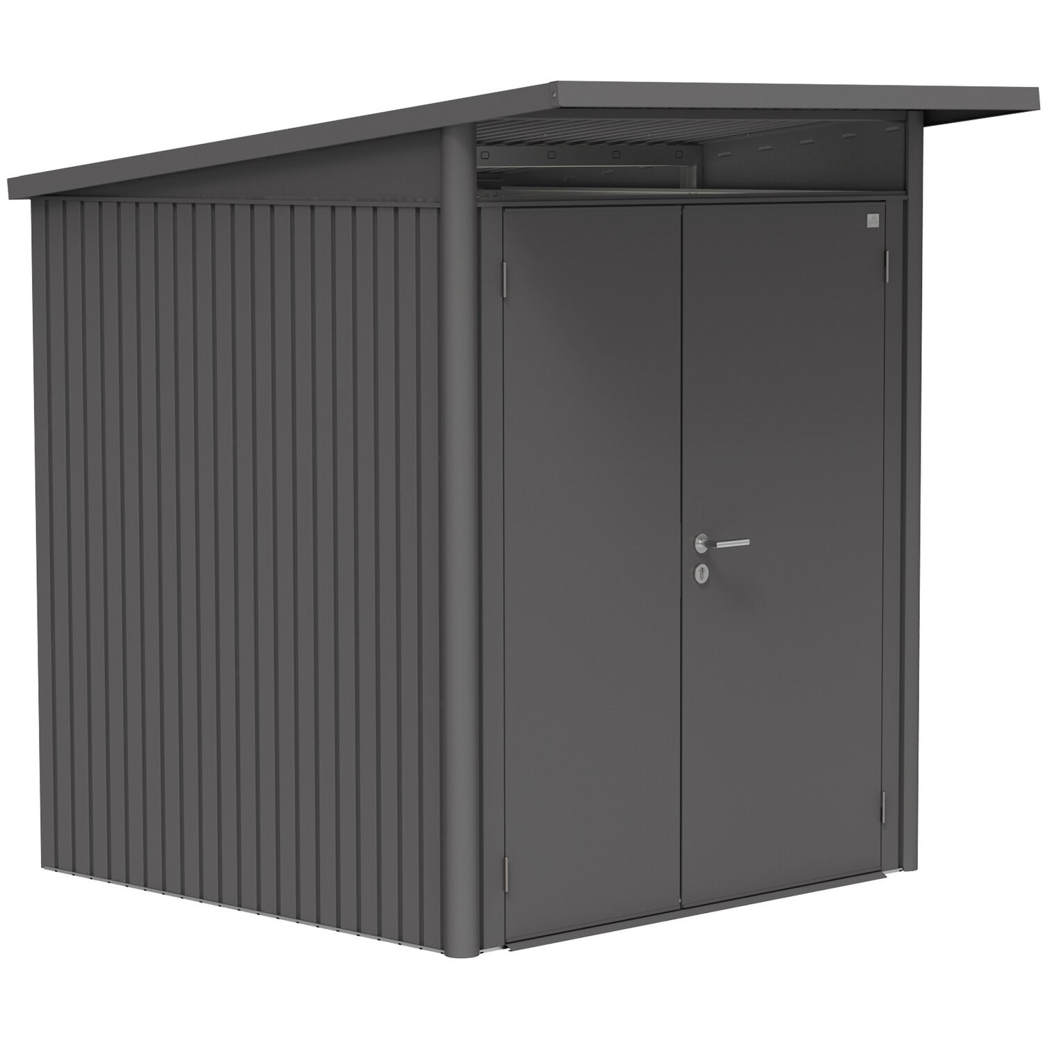 Domek na nářadí AVANTGARDE A1, šedá metalíza, dvoukřídlé dveře BH17019