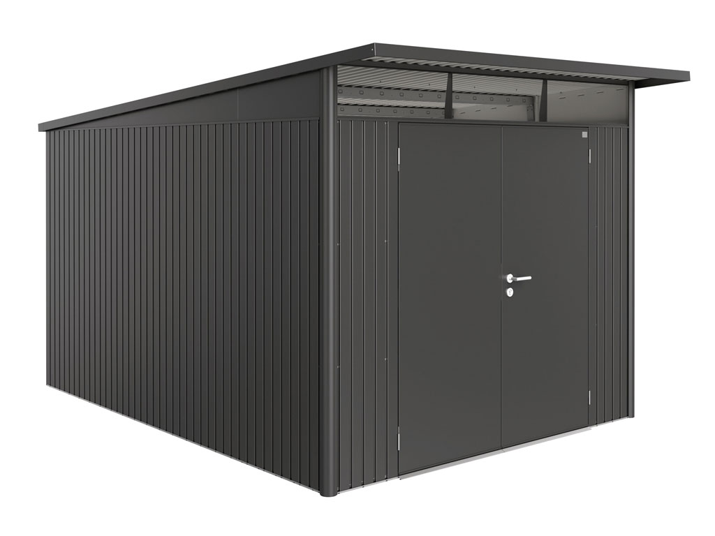 Domek na nářadí AVANTGARDE A8, šedá metalíza, dvoukřídlé dveře BH17089