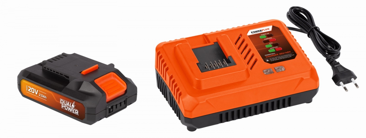 Powerplus Nabíječka POWEPLUS 20V/40V + baterie 20V LI-ION 2,0Ah