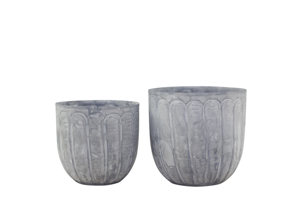 ChicAntique Obal plechový s rýhováním, sada 2 kusů