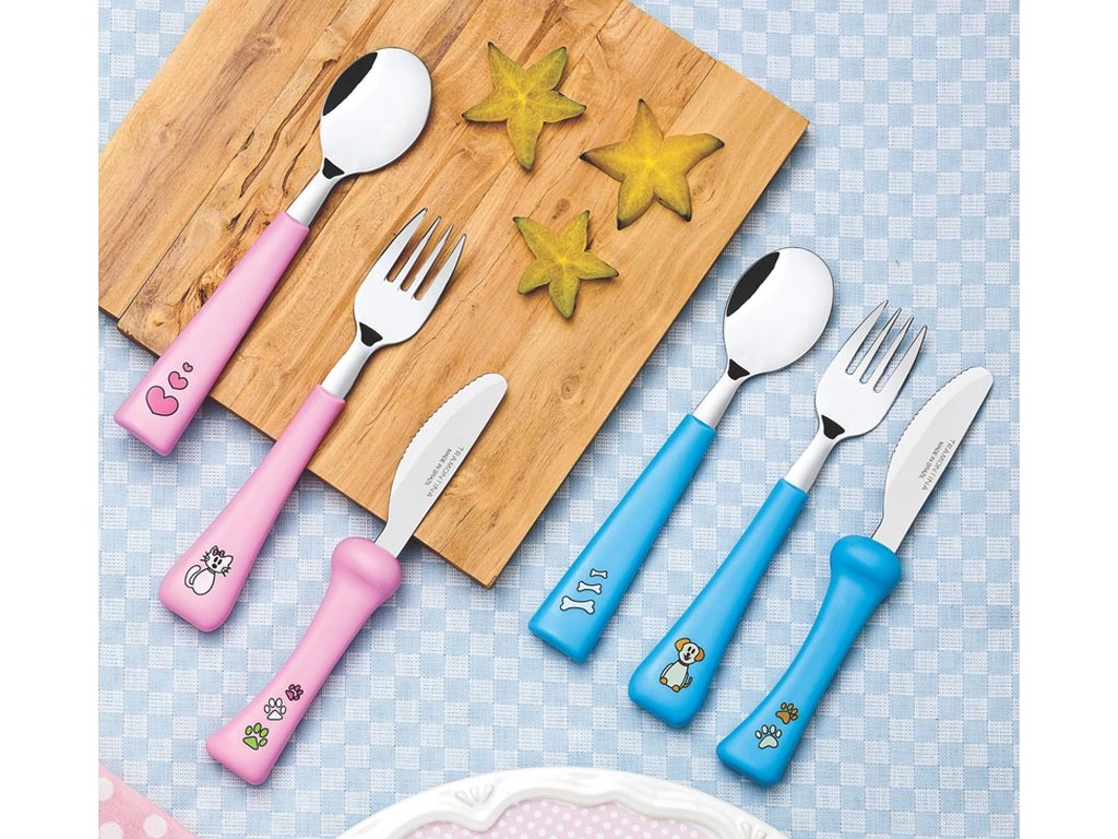 Dětský příbor MBF 2ks/set (lžička + vidlička), modrá, blister OT23799/193 (obrázek 3)