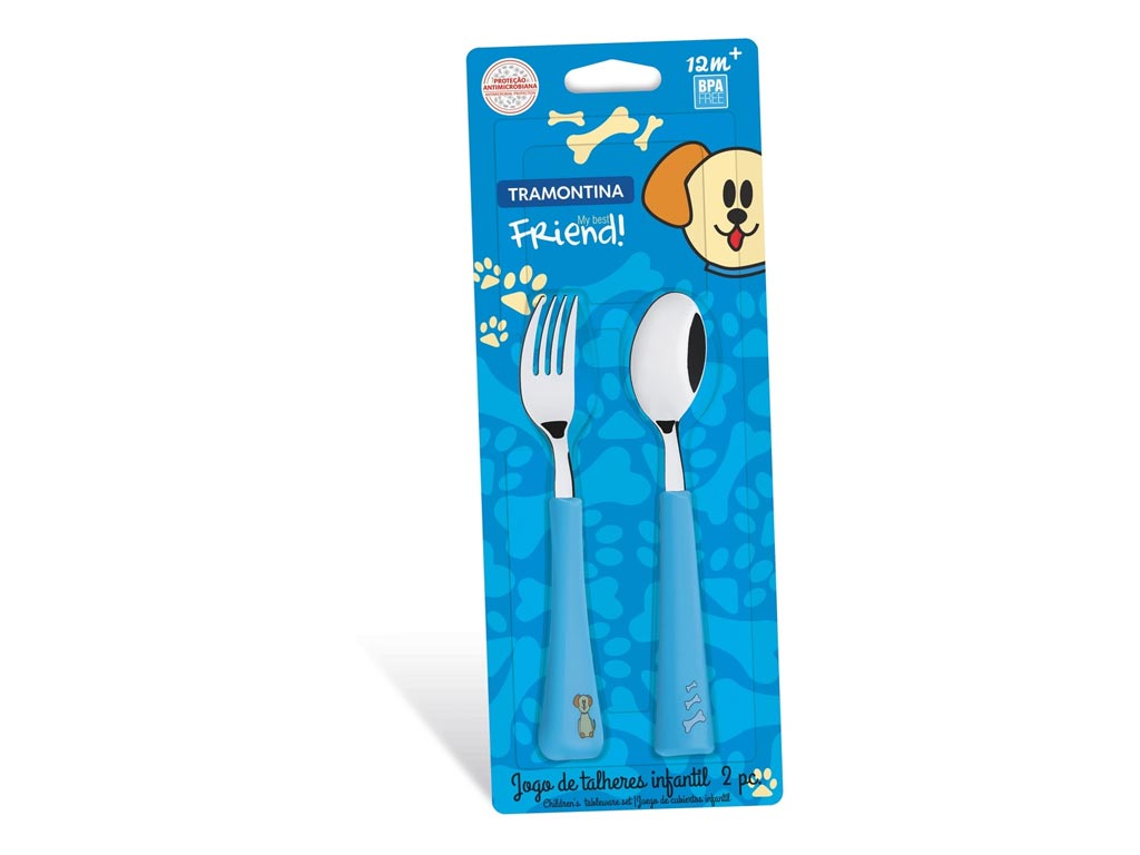 Dětský příbor MBF 2ks/set (lžička + vidlička), modrá, blister OT23799/193