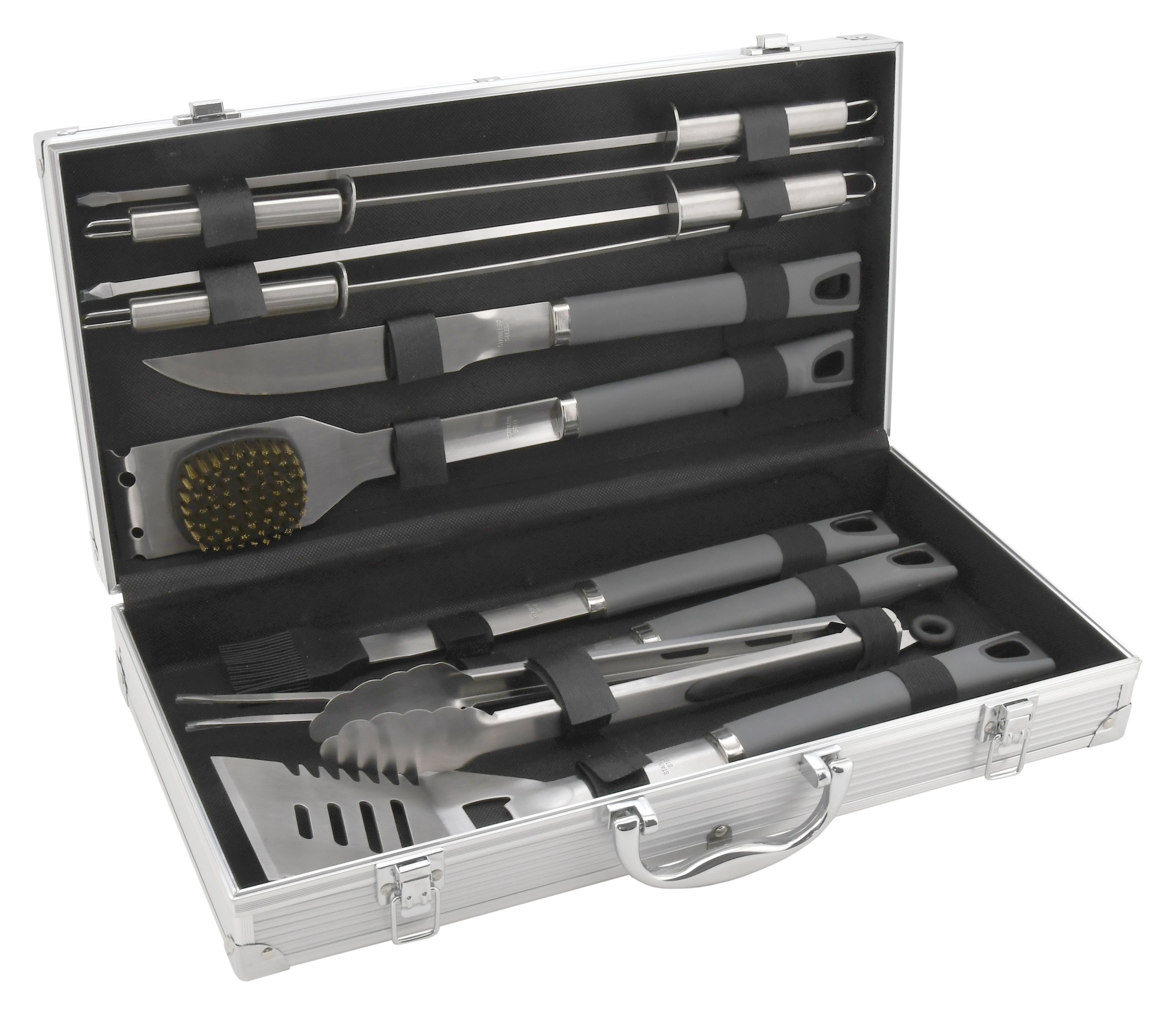 Grilovací nářadí GREY LINE sada 11 ks ALU kufřík CT13106