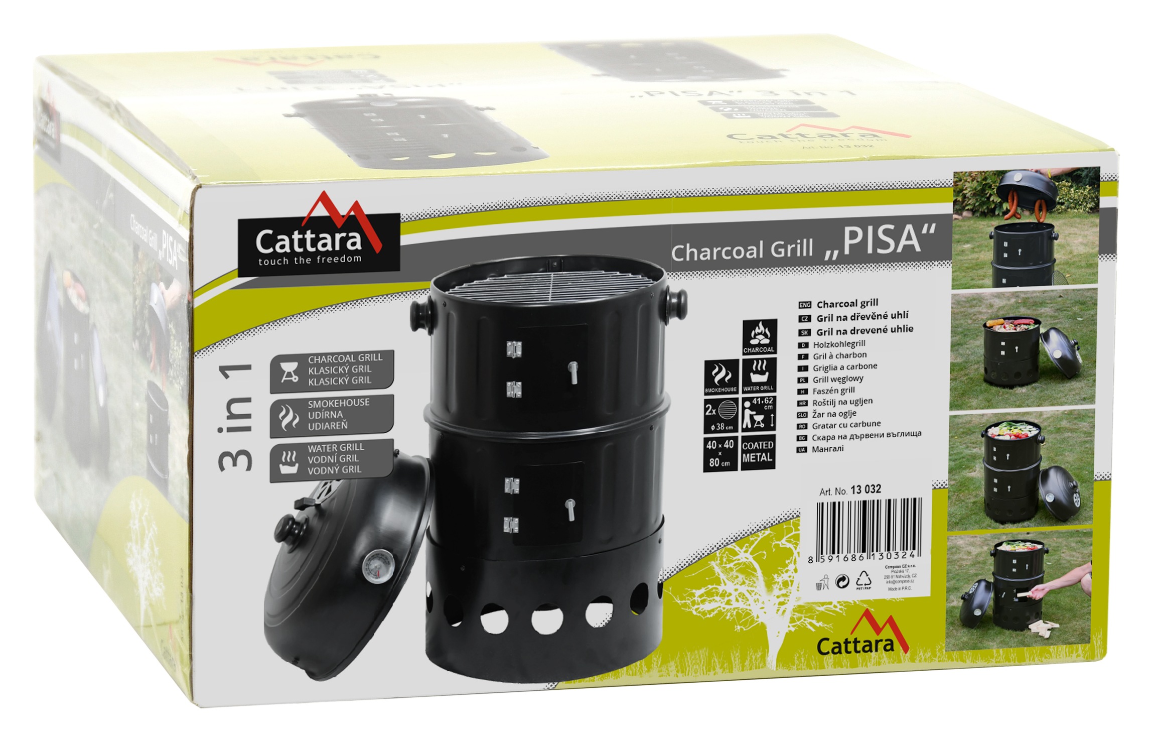 Gril - udírna na dřevěné uhlí PISA 3in1 40cm CT13032 (obrázek 8)