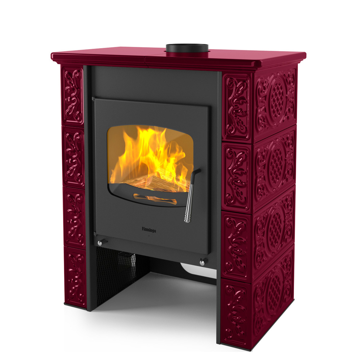 Kachlová kamna FLAMINGO BALI, kachle bordo FLHSF44-002