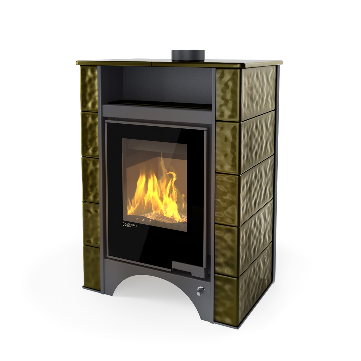 Kachlová kamna s výměníkem AQUAFLAM VARIO PERU 11/5kW, kachle zelená FLHSF34-117