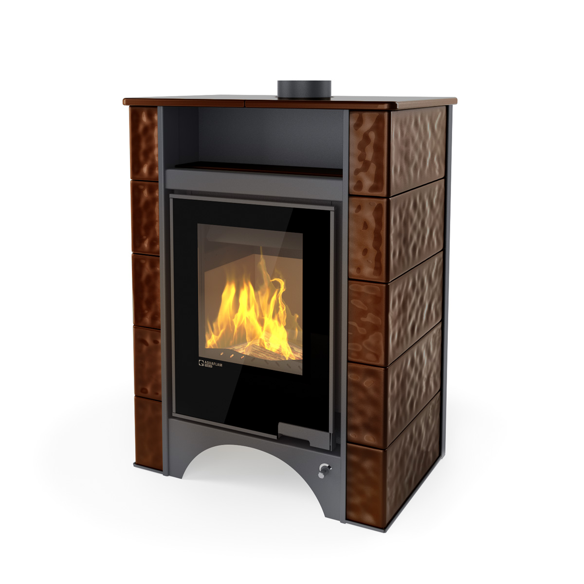 Kachlová kamna s výměníkem AQUAFLAM VARIO PERU 11/5kW, kachle hnědá, elektronická regulace FLHSF34-122