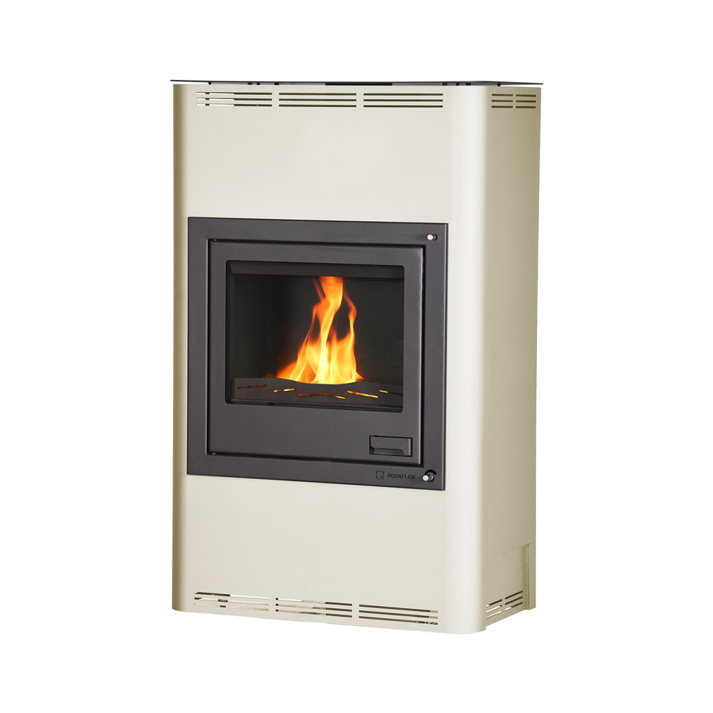 Kamna s výměníkem AQUAFLAM 25, krémová, manuální regulace FLHSF29-032