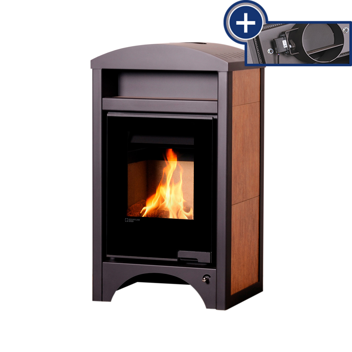 Kamna s výměníkem AQUAFLAM VARIO BARMA 11/5kW dlažba Ořech, elektronická regulace FLHSF34-050
