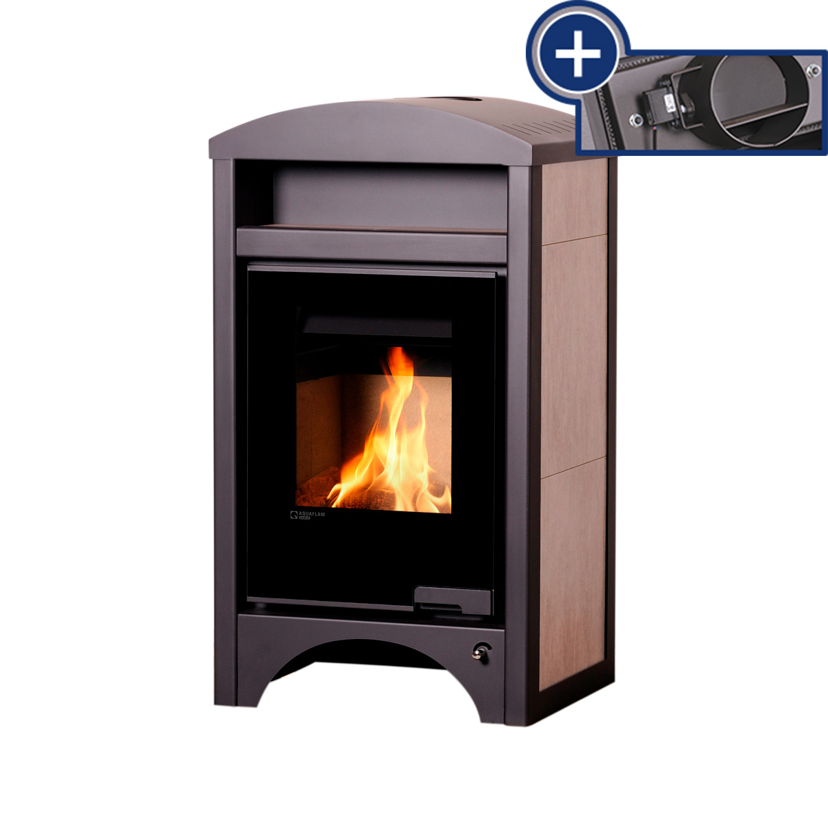 Kamna s výměníkem AQUAFLAM VARIO BARMA 11/5kW dlažba Bělený Dub, elektronická regulace FLHSF34-051