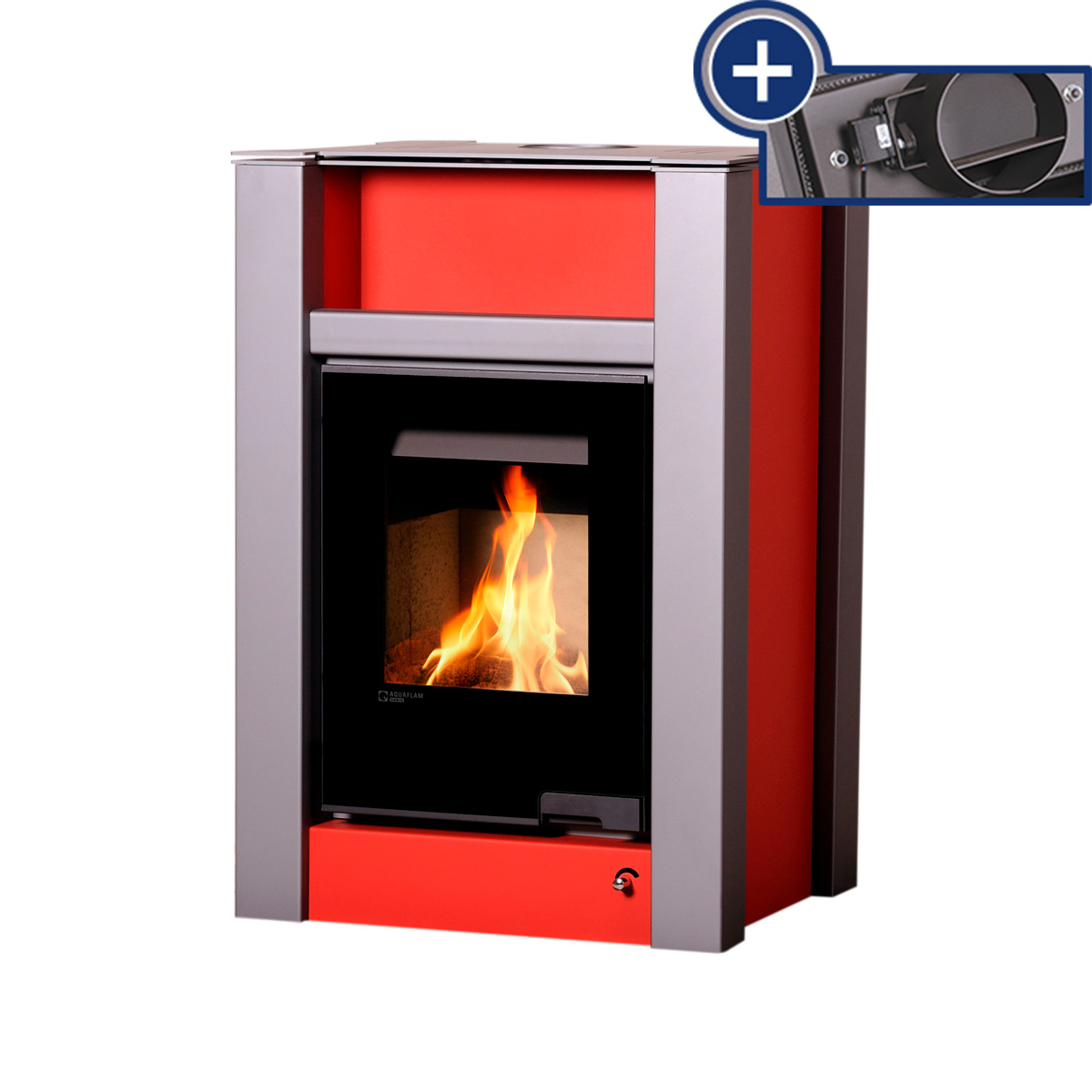 Kamna s výměníkem AQUAFLAM VARIO LEND 11/5kW červená, elektronická regulace FLHSF34-067