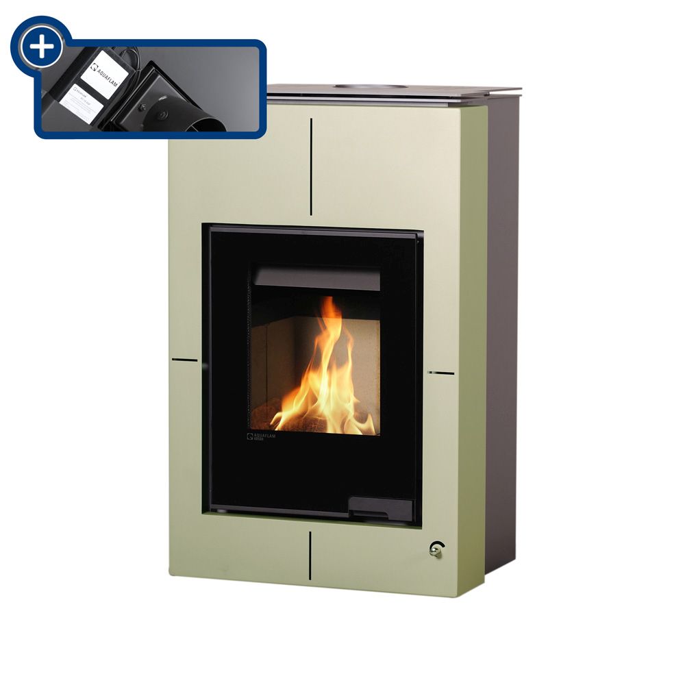 Kamna s výměníkem AQUAFLAM VARIO SAPORO 11/5kW olivová, elektronická regulace FLHSF34-081