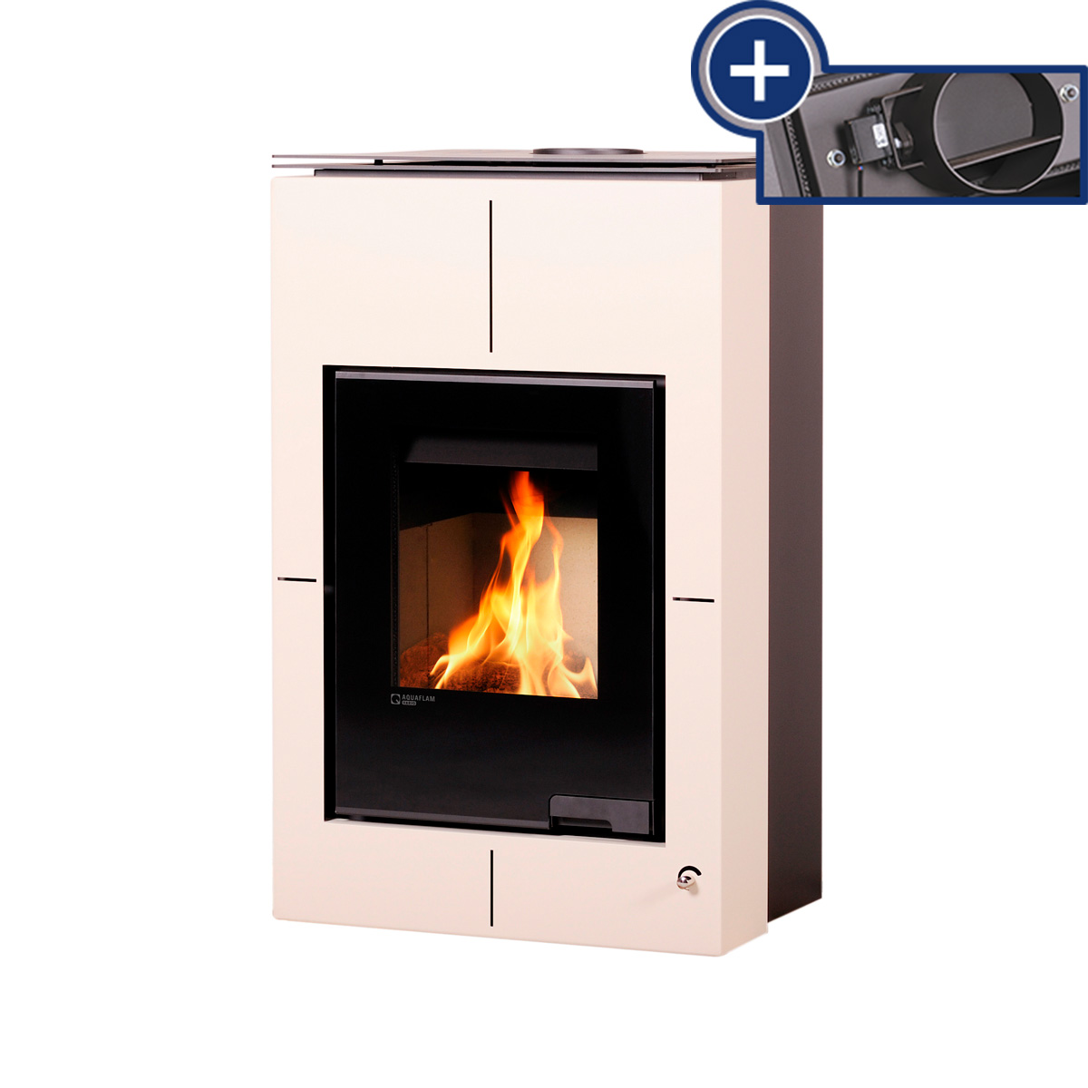Kamna s výměníkem AQUAFLAM VARIO SAPORO 11/5kW krémová, elektronická regulace FLHSF34-082