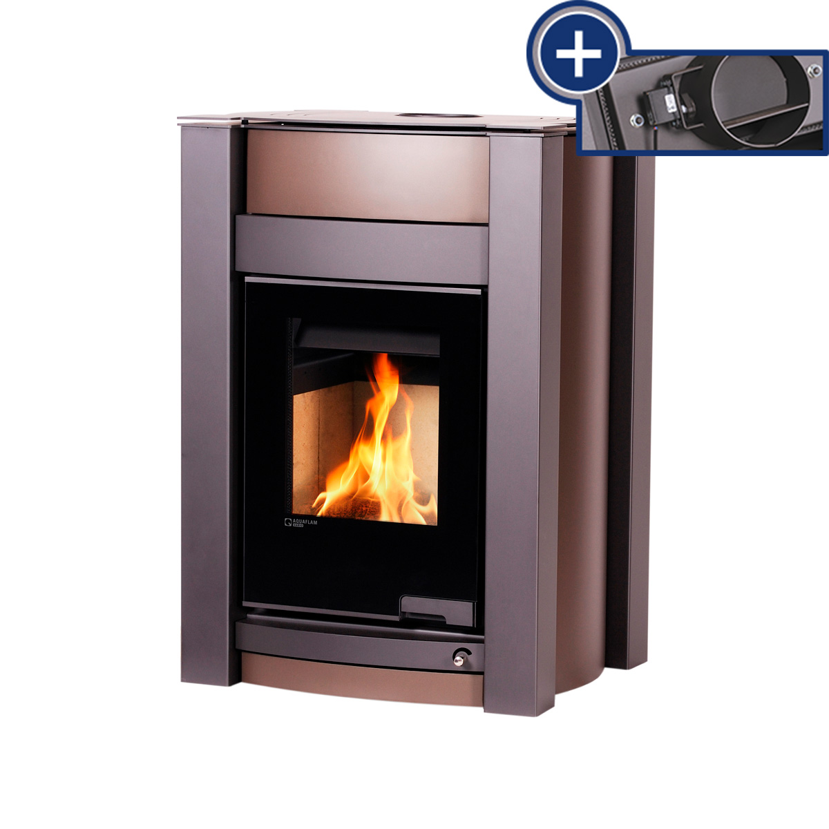 Kamna s výměníkem AQUAFLAM VARIO KALMAR 11/7kW hnědá - sametová, elektronická regulace FLHSF34-062
