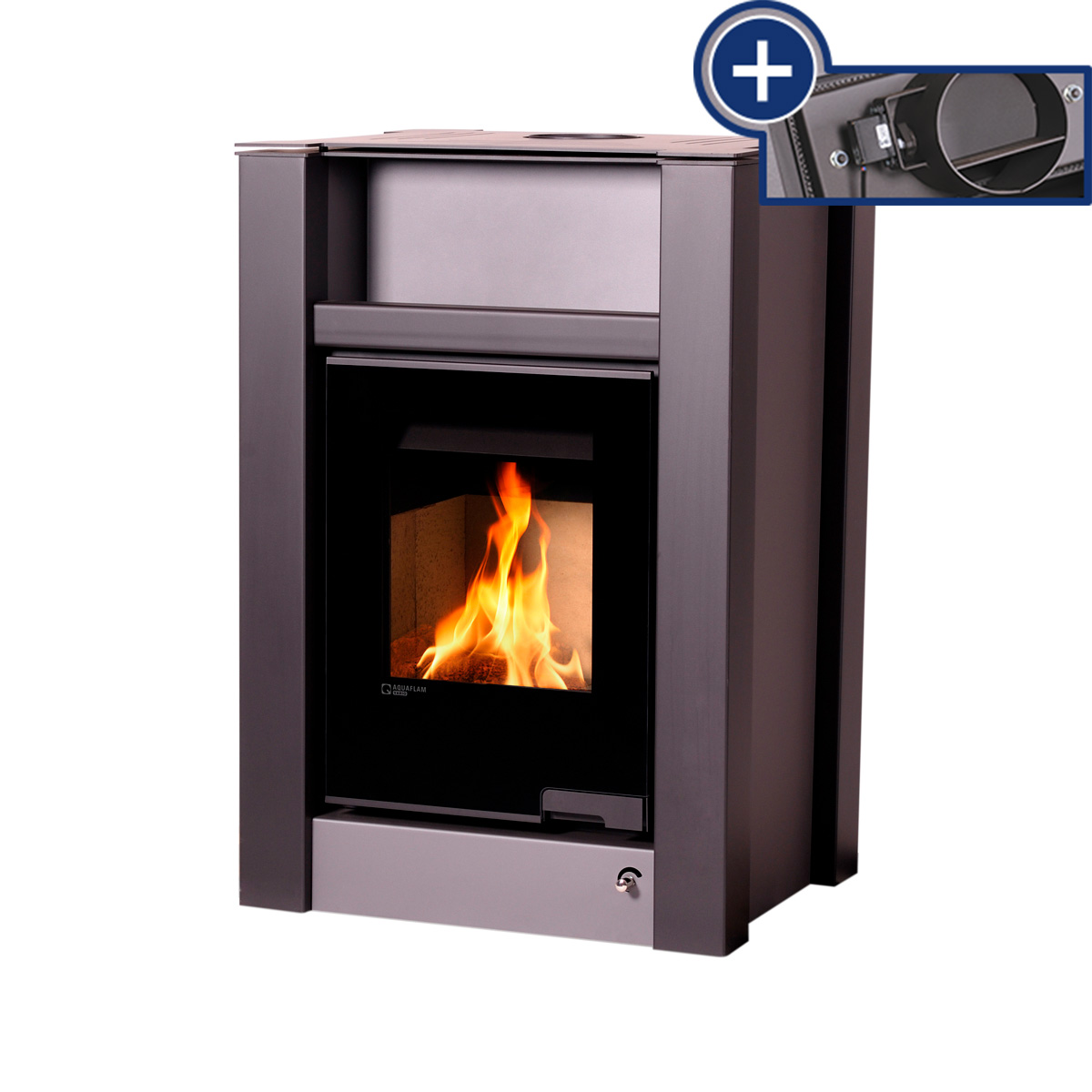 Kamna s výměníkem AQUAFLAM VARIO LEND 11/7kW šedá, elektronická regulace FLHSF34-077