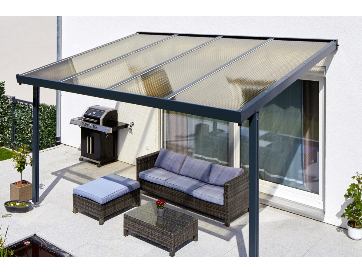 Hliníková pergola Terrassendach Premium 3,09 x 3,06 M – bronzový akryl / antracit GU4295112X