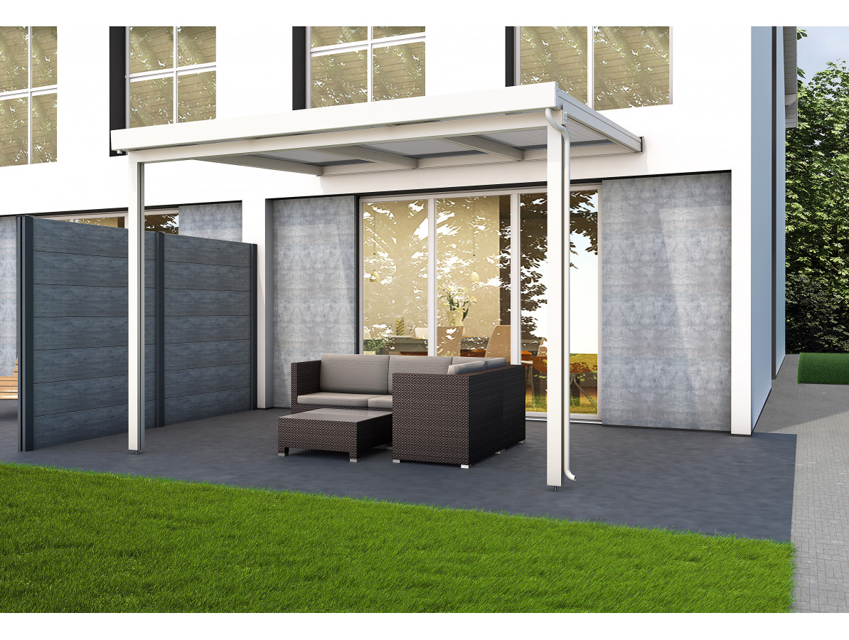 Hliníková pergola Terrassendach Premium 3,09 x 3,06 m – čirý akryl / bílá GU4295009X