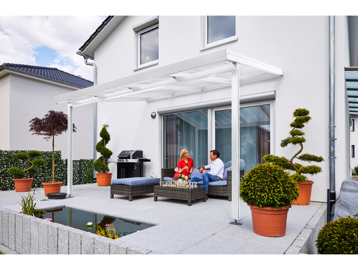 Hliníková pergola Terrassendach Premium 3,09 x 3,06 m - čirý akryl / bílá GU4295009X (obrázek 4)