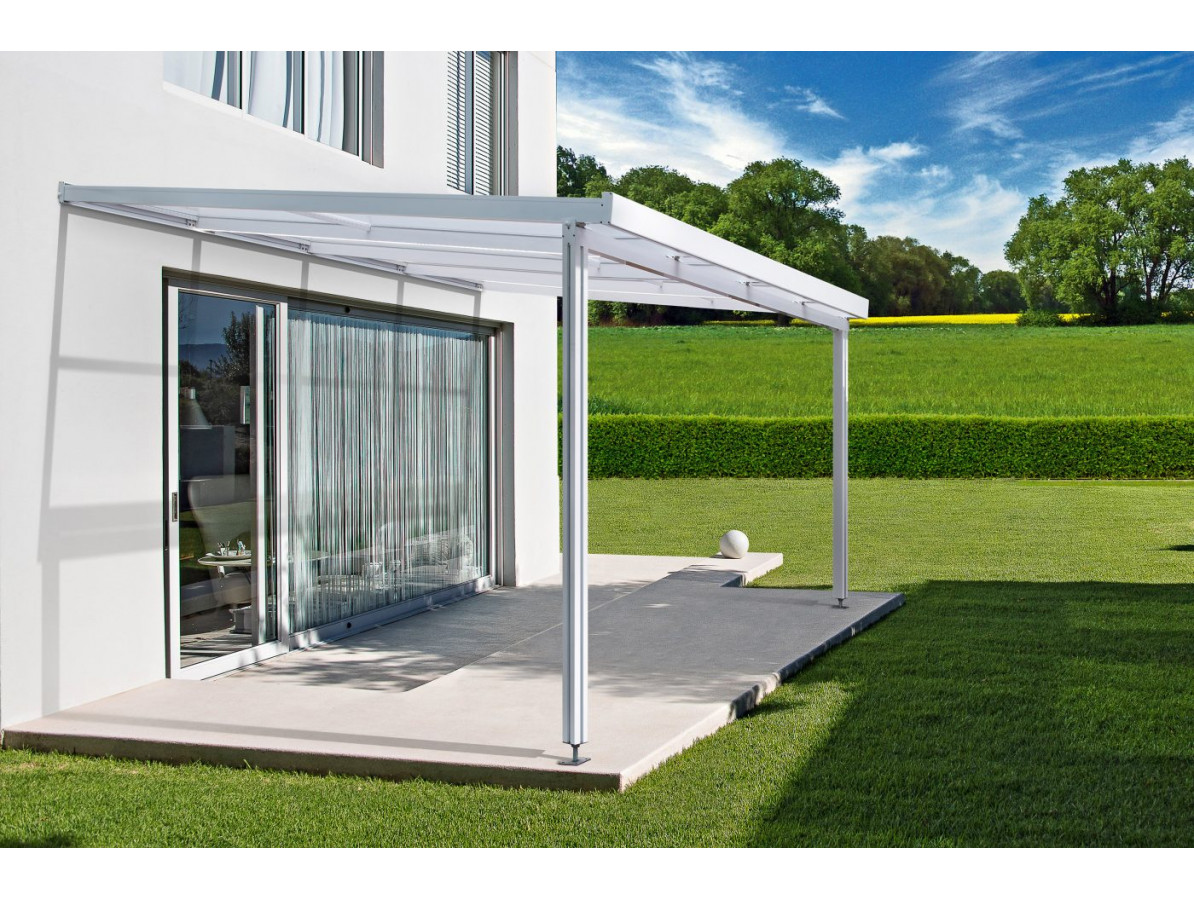 Hliníková pergola Terrassendach Premium 3,09 x 3,06 m - čirý akryl / bílá GU4295009X