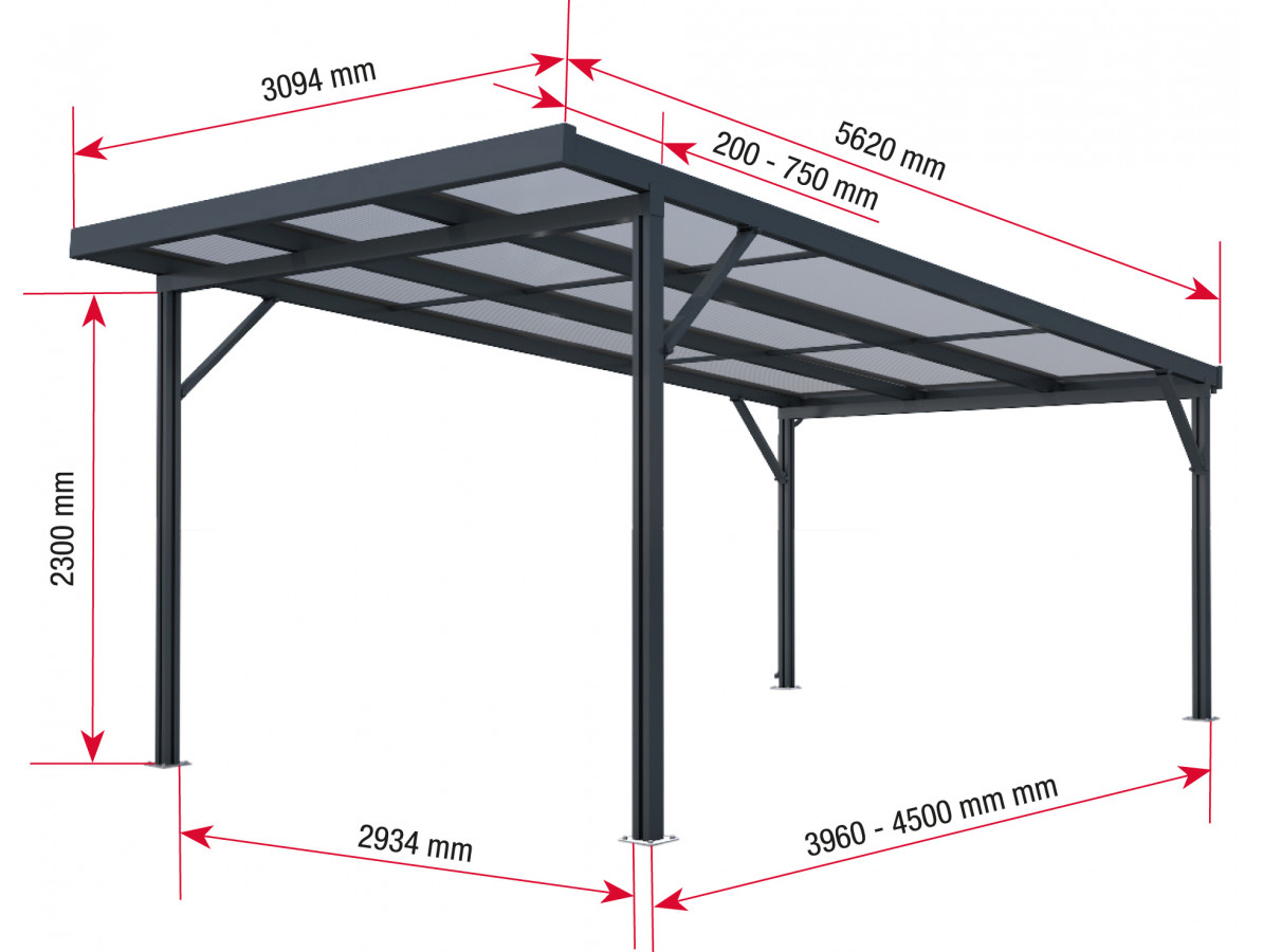 Přístřešek na auto Carport Premium PC, 3,094 x 5,62 m, antracit / opál GU4296318X (obrázek 9)