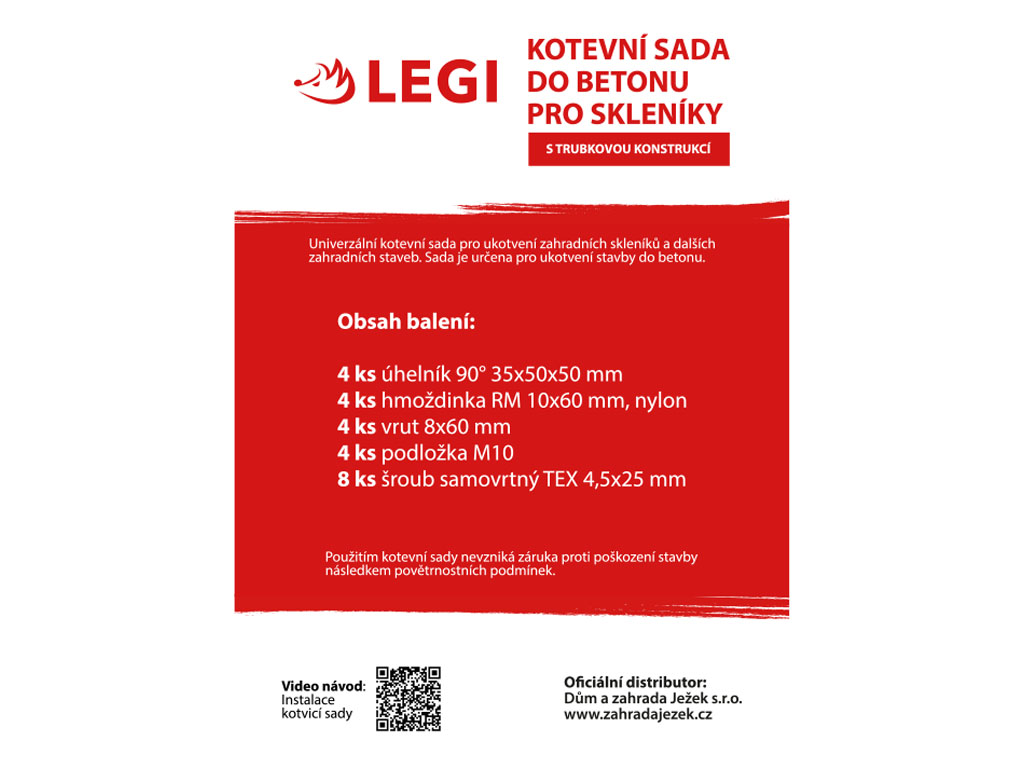 Kotevní sada do betonu pro skleníky s jeklovou konstrukcí ZJHA1 7318.15.00 (obrázek 4)