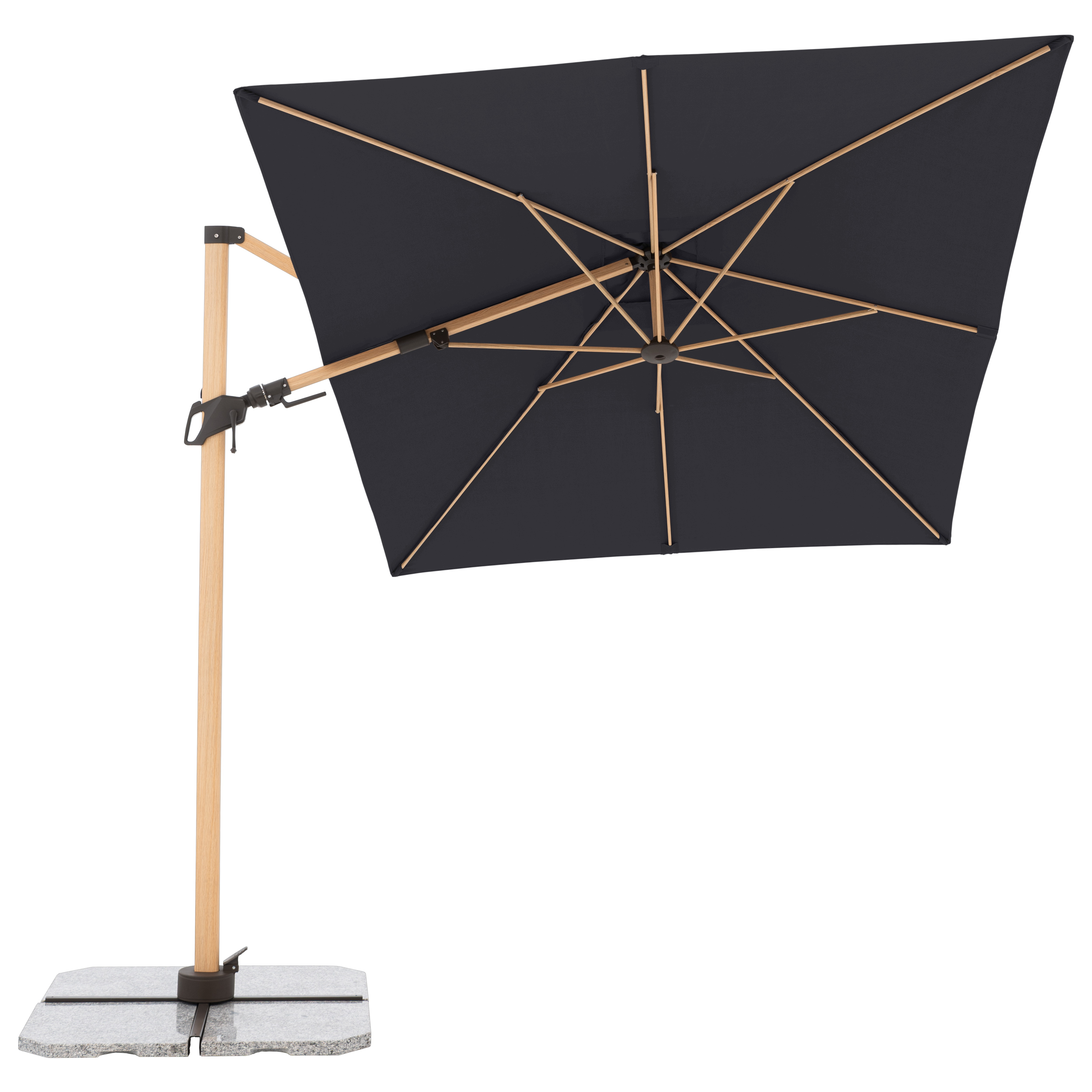 Výkyvný zahradní slunečník s boční tyčí s ULTRA UV ochranou Doppler ALU WOOD 220 x 300 cm, antracit DP451268840 (obrázek 8)