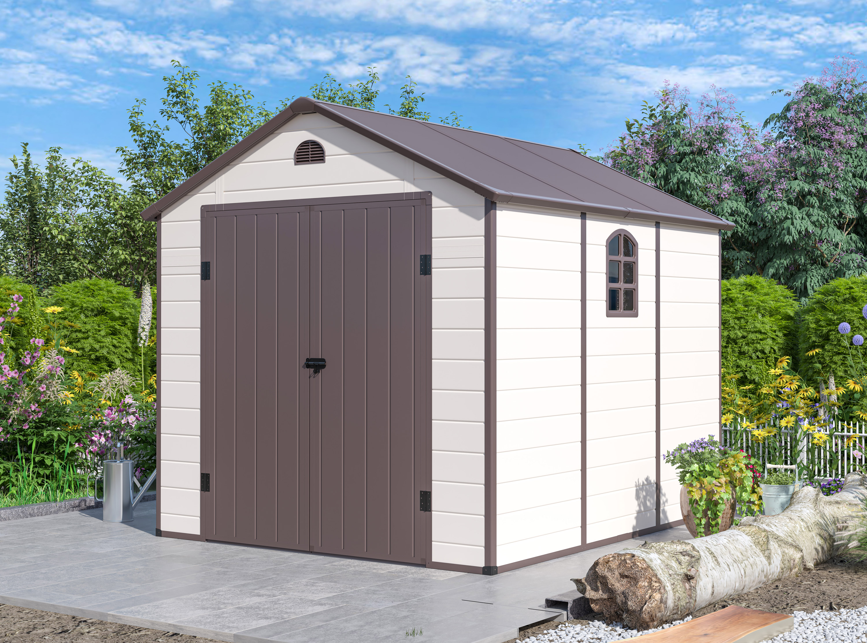 Zahradní domek G21 Boston 670 - 241 x 278 cm, plastový, béžový PE6390073 (obrázek 3)
