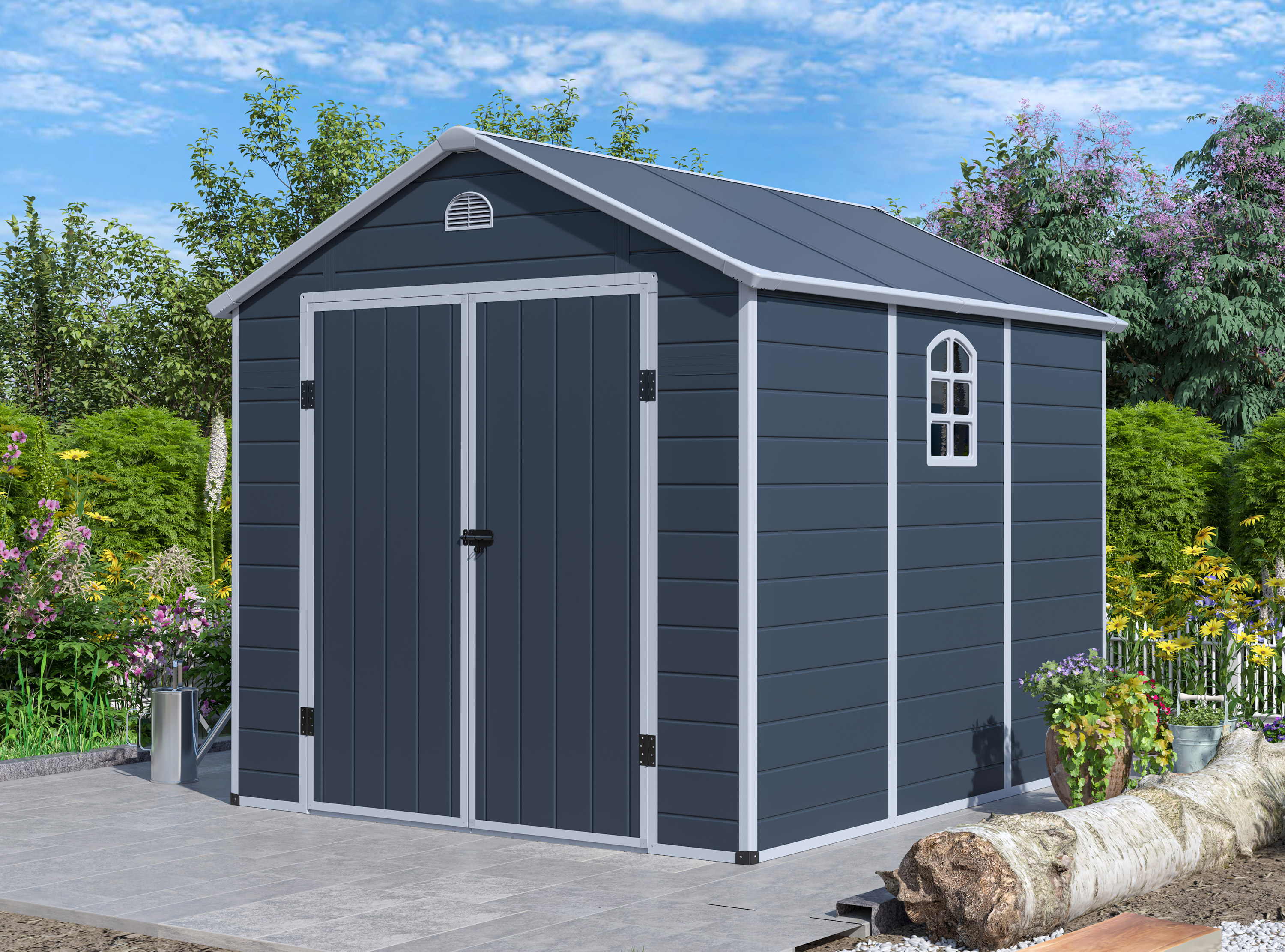 Zahradní domek G21 Boston 670 - 241 x 278 cm, plastový, šedý PE6390074