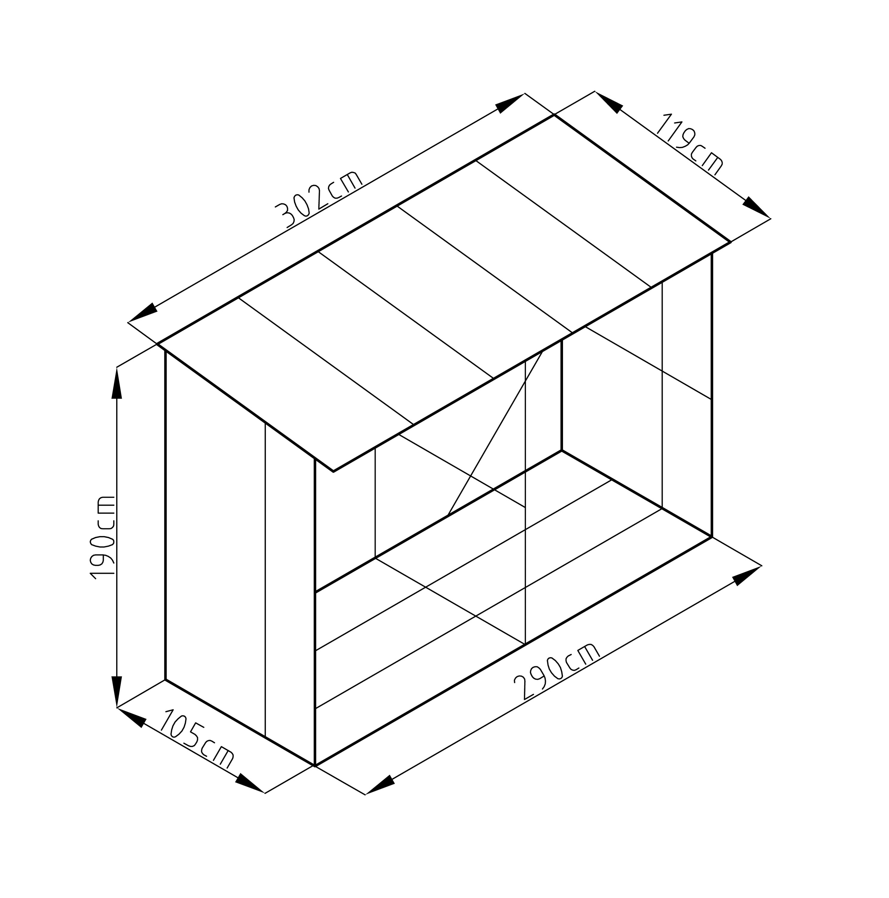 Přístřešek na dřevo G21 WOH 682 - 302 x 119 cm, zelený PE63900503 (obrázek 3)