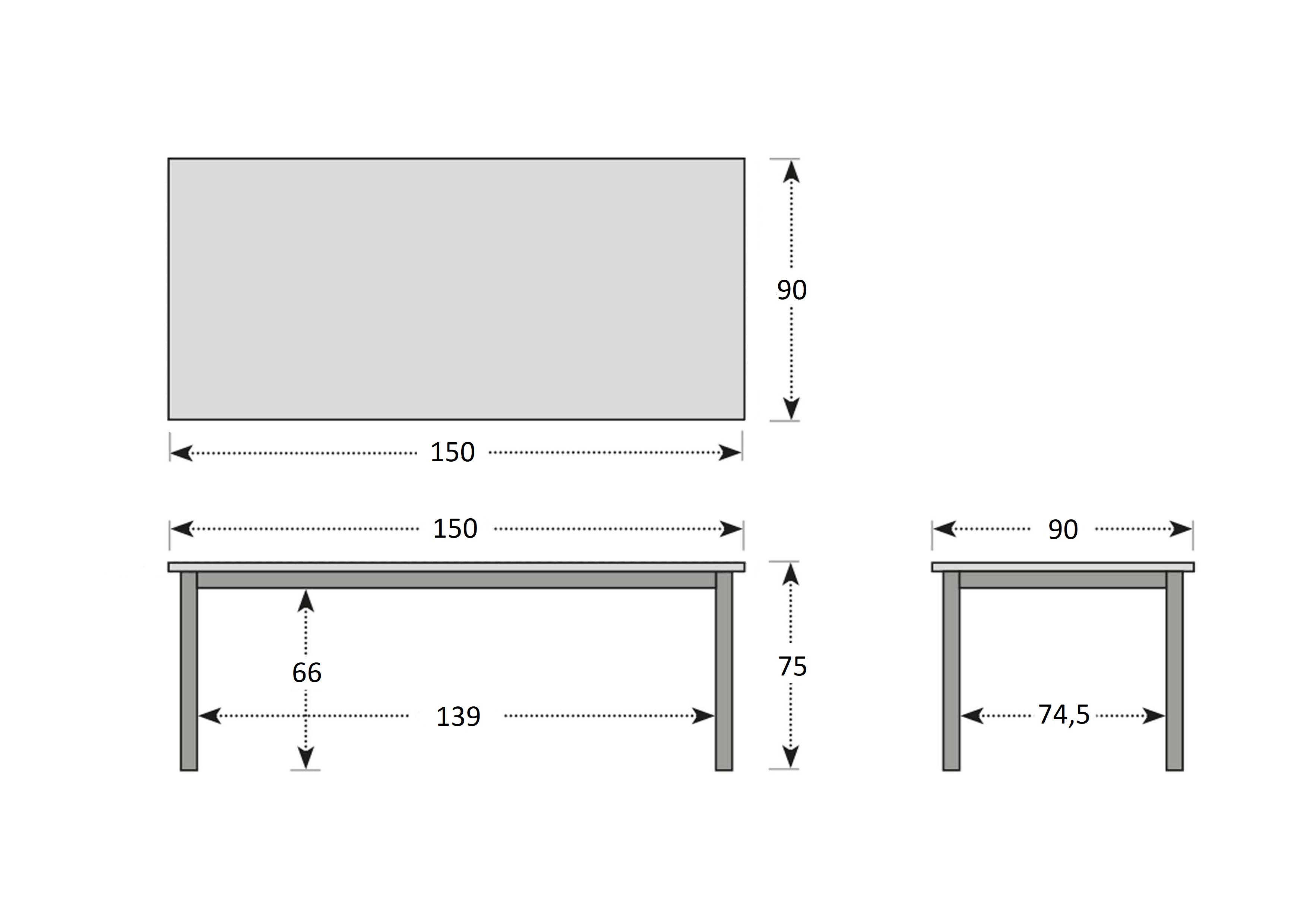 Stůl CONCEPT s teakovou deskou 150 x 90 x 75 cm DP266CO111732 (obrázek 3)