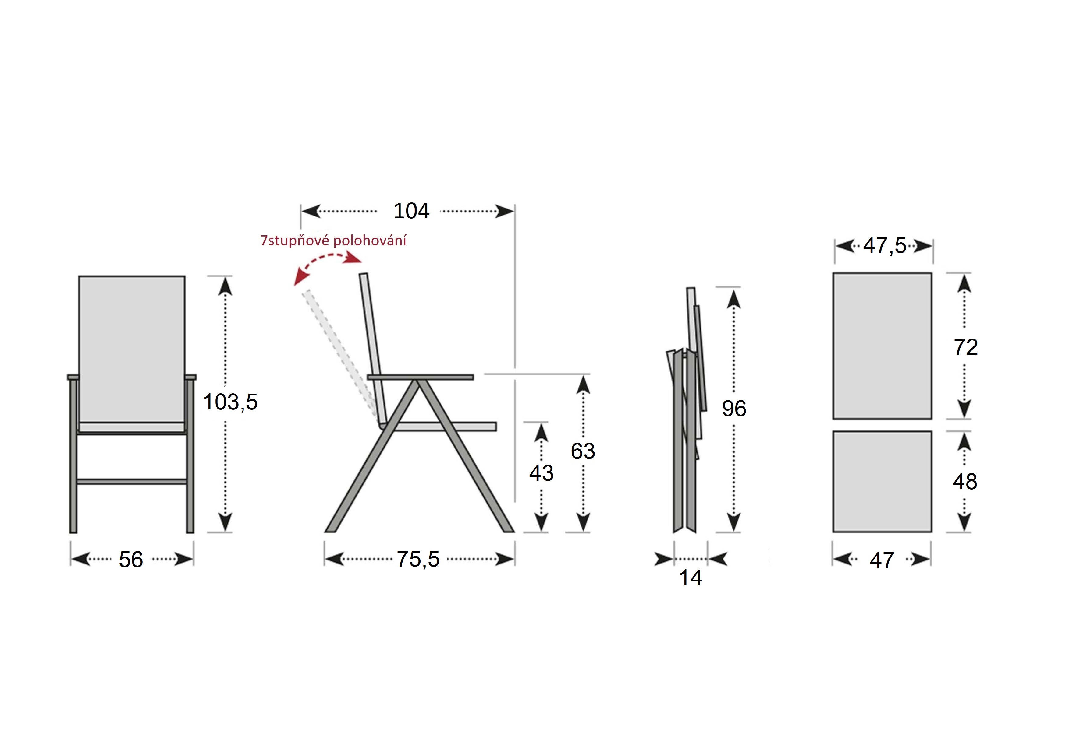 Zahradní křeslo CONCEPT teak, hliníkové, polohovací DP266CZ011720 - Obrázek 6