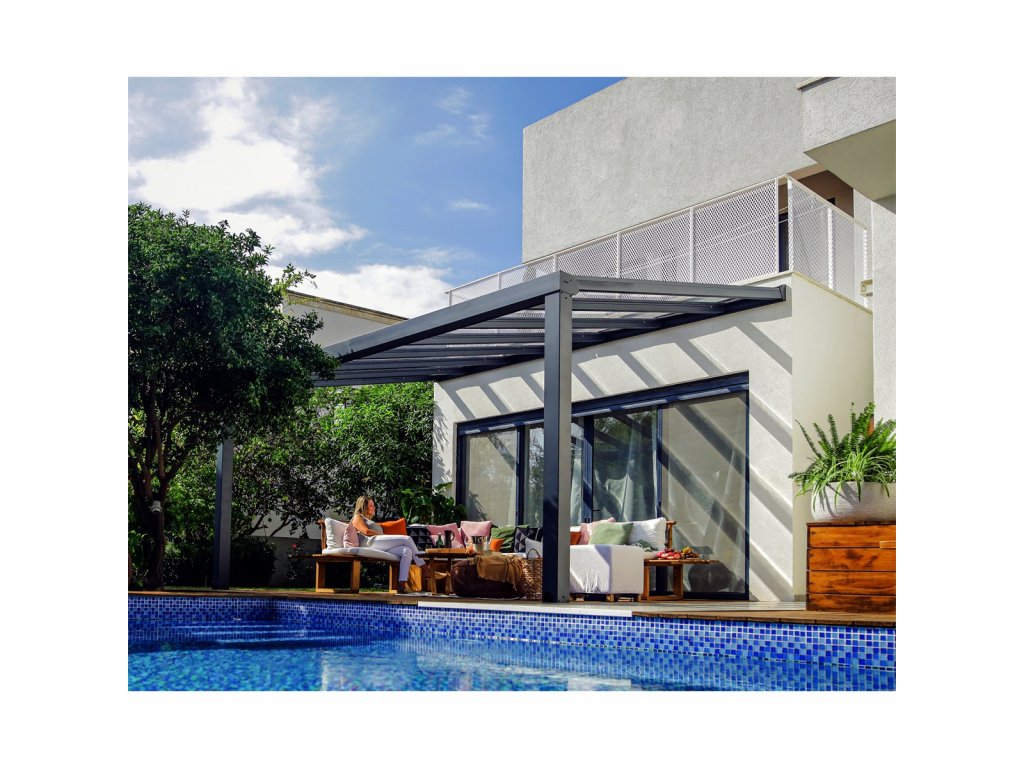 Hliníková pergola PALRAM Stockholm 3,4 x 5,2 antracit GD705873
