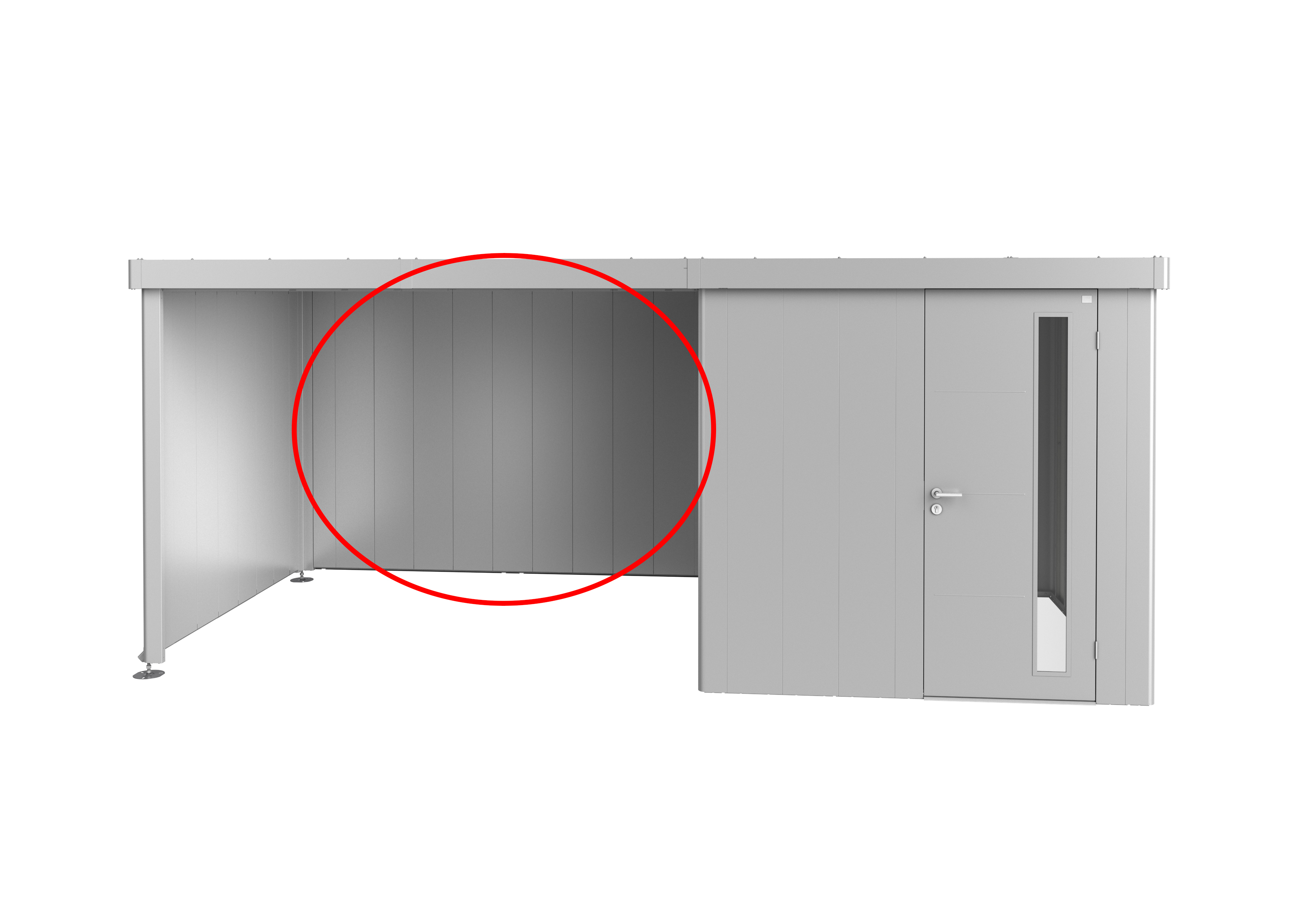 Zadní stěna k přístřešku Biohort Neo v stříbrné barvě