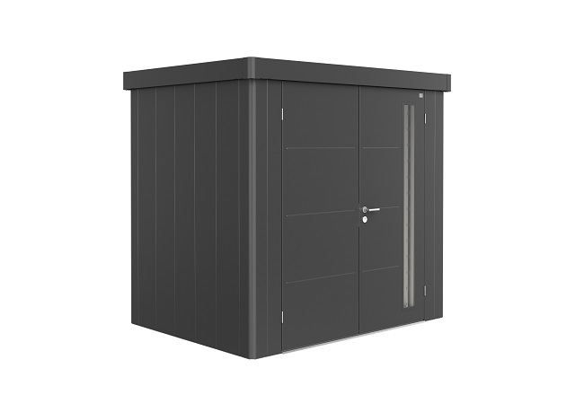 Zahradní domek NEO 1B, tmavě šedá, dvoukřídlé dveře BH85060