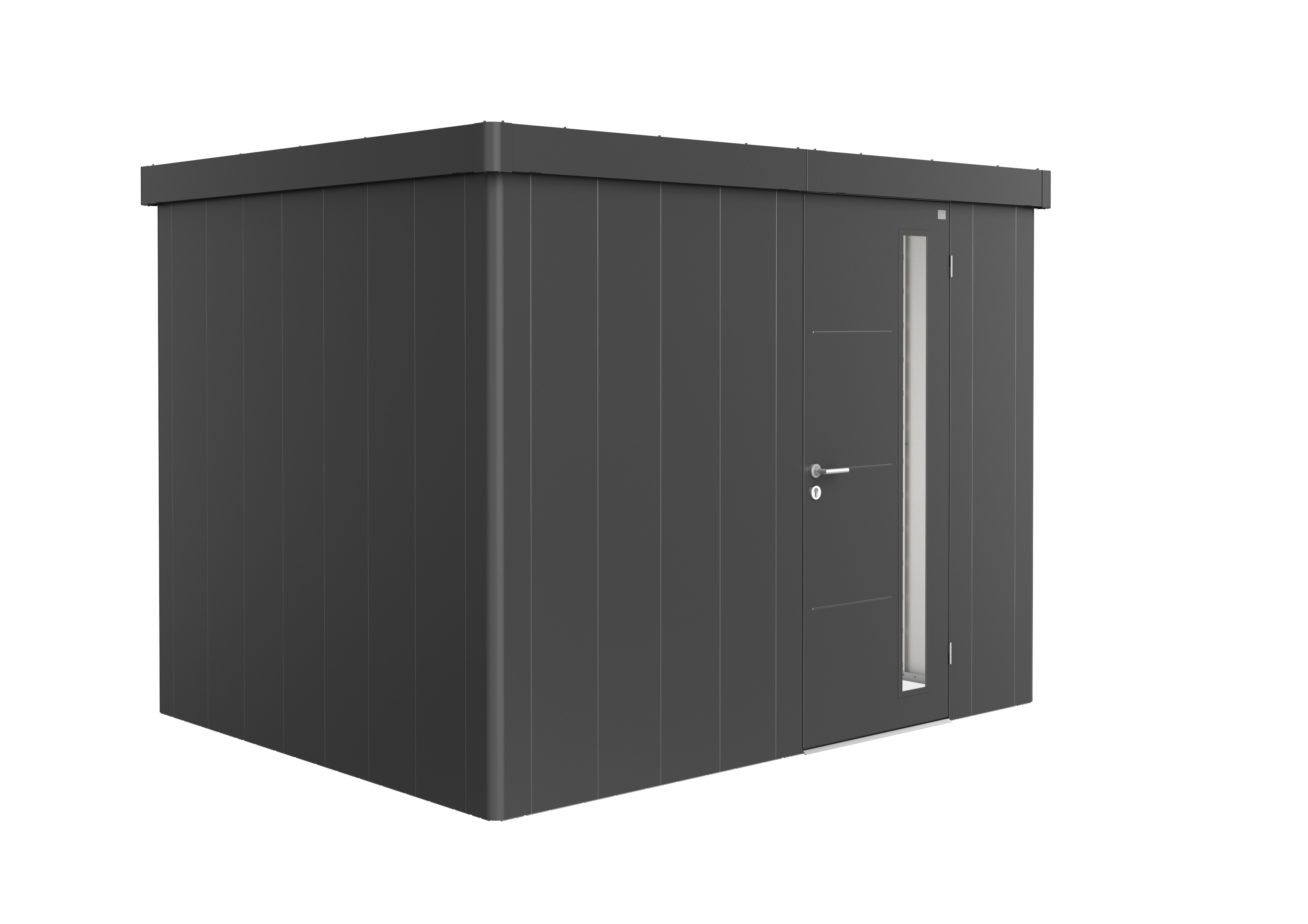 Zahradní domek NEO 2C, tmavě šedá, jednokřídlé dveře BH85085