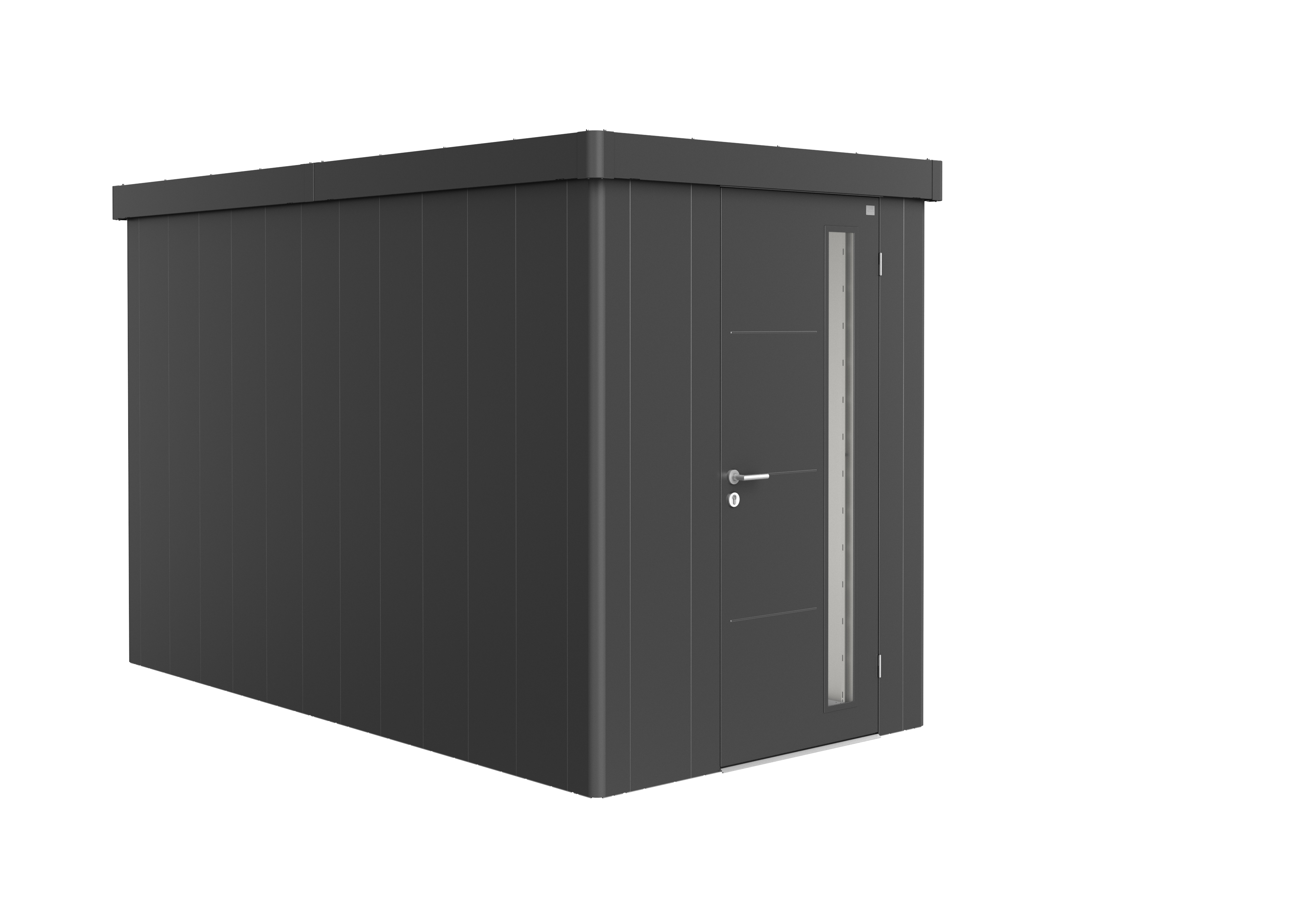 Zahradní domek NEO 4A, tmavě šedá, jednokřídlé dveře BH85014