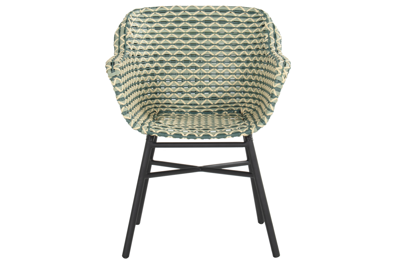 Pevné křeslo Delphine, umělý výplet, green mint a podnož black HN53594831